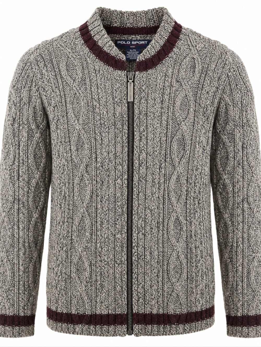 POLO SPORT RALPH LAUREN | Vintage Lambswool Cable Knit Zip Sweater Unisex | XL